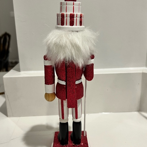 Festive Candy Themed Nutcracker Set with Red and White Accents - Picture 5 of 7